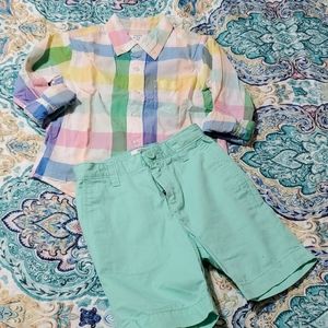 Boy's 4T Crown & Ivy shorts and spring plaid shirt